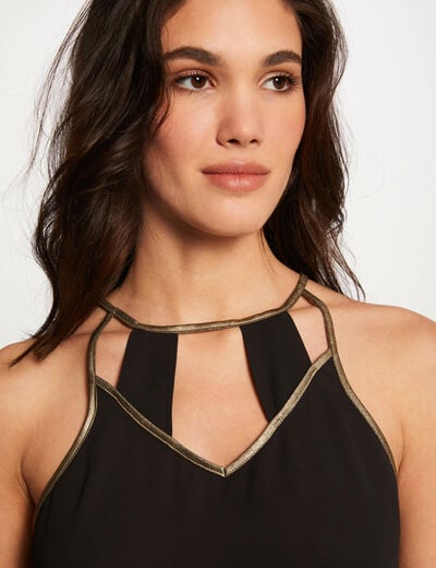 Blusa con tirantes finos y ribetes negro mujer