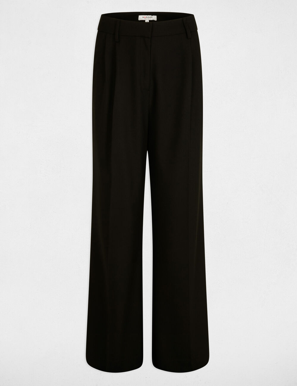 Pantal&oacute;n pernera ancha pinzas negro mujer