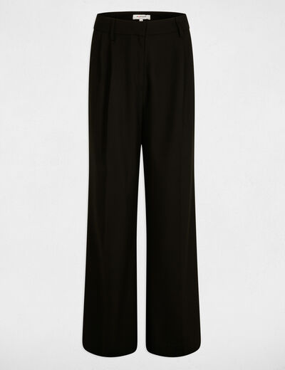 Pantal&oacute;n pernera ancha pinzas negro mujer