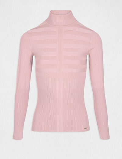 Jersey de cuello alto ajustado rosa claro mujer