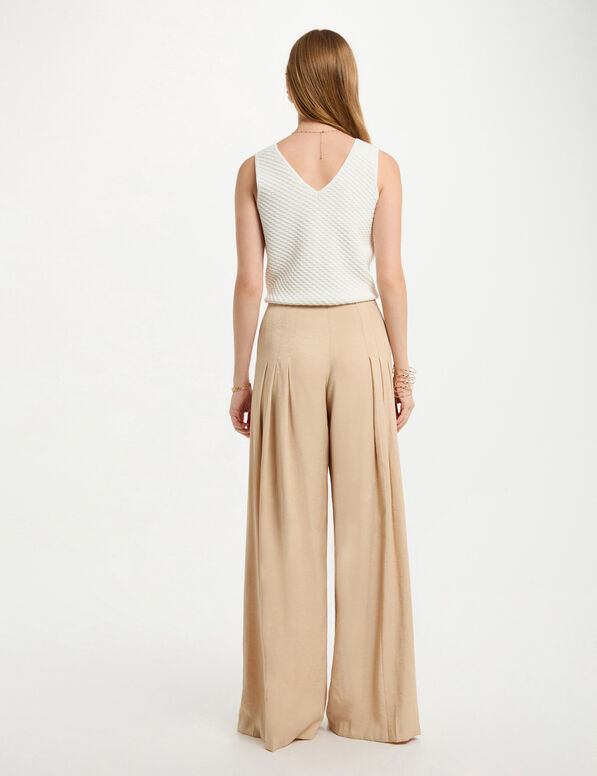 Top punto escote en V blanco mujer