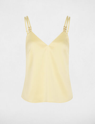 Top sat&eacute;n con tirantes amarillo pastel mujer