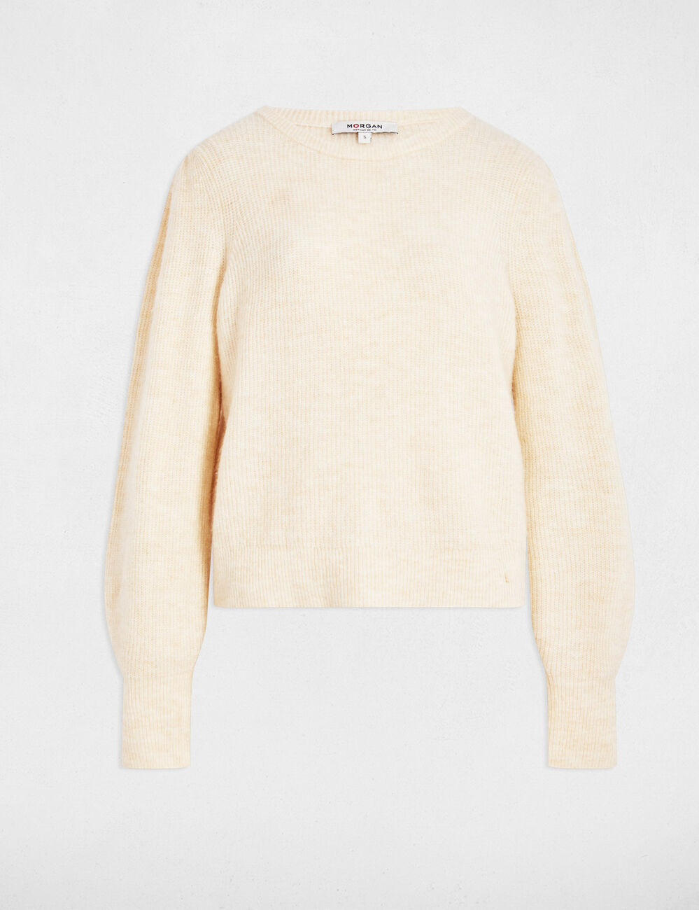 Jersey corto ajustado marfil mujer