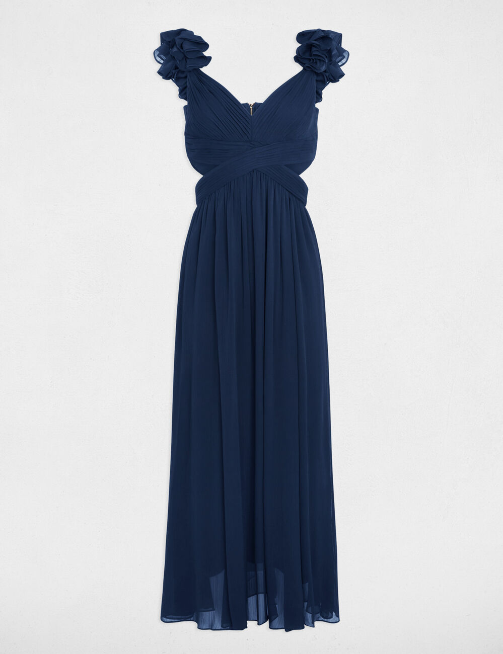 Vestido largo recto holgado azul marino mujer