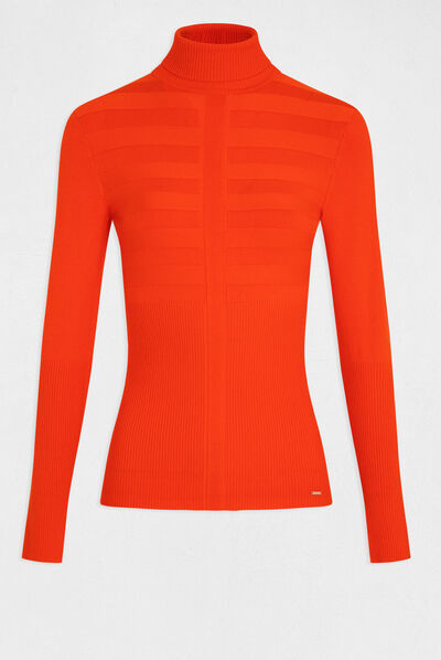 Jersey manga larga cuello de tortuga orange mujer