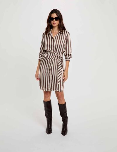 Vestido camisero de rayas multicolor mujer