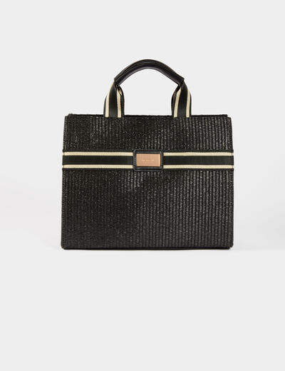 Bolso shopper trenzado negro mujer
