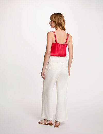 Top sat&eacute;n con tirantes rojo coral mujer
