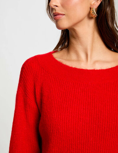 Jersey cuello redondo rojo mujer