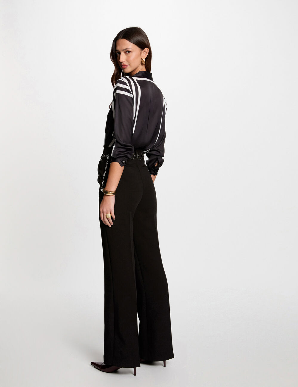 Camisa manga larga rayas negro mujer