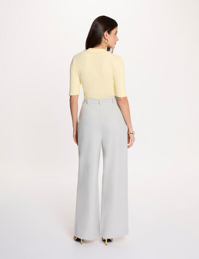 Pantal&oacute;n ancho de tiro alto gris claro mujer