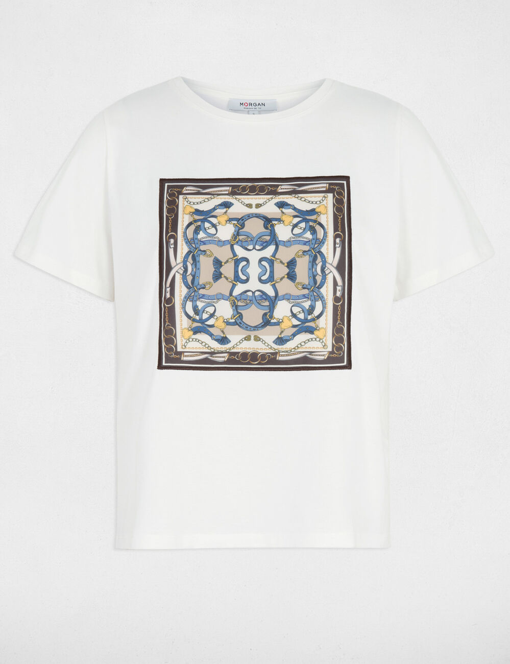 Camiseta estampada cuello redondo blanco mujer