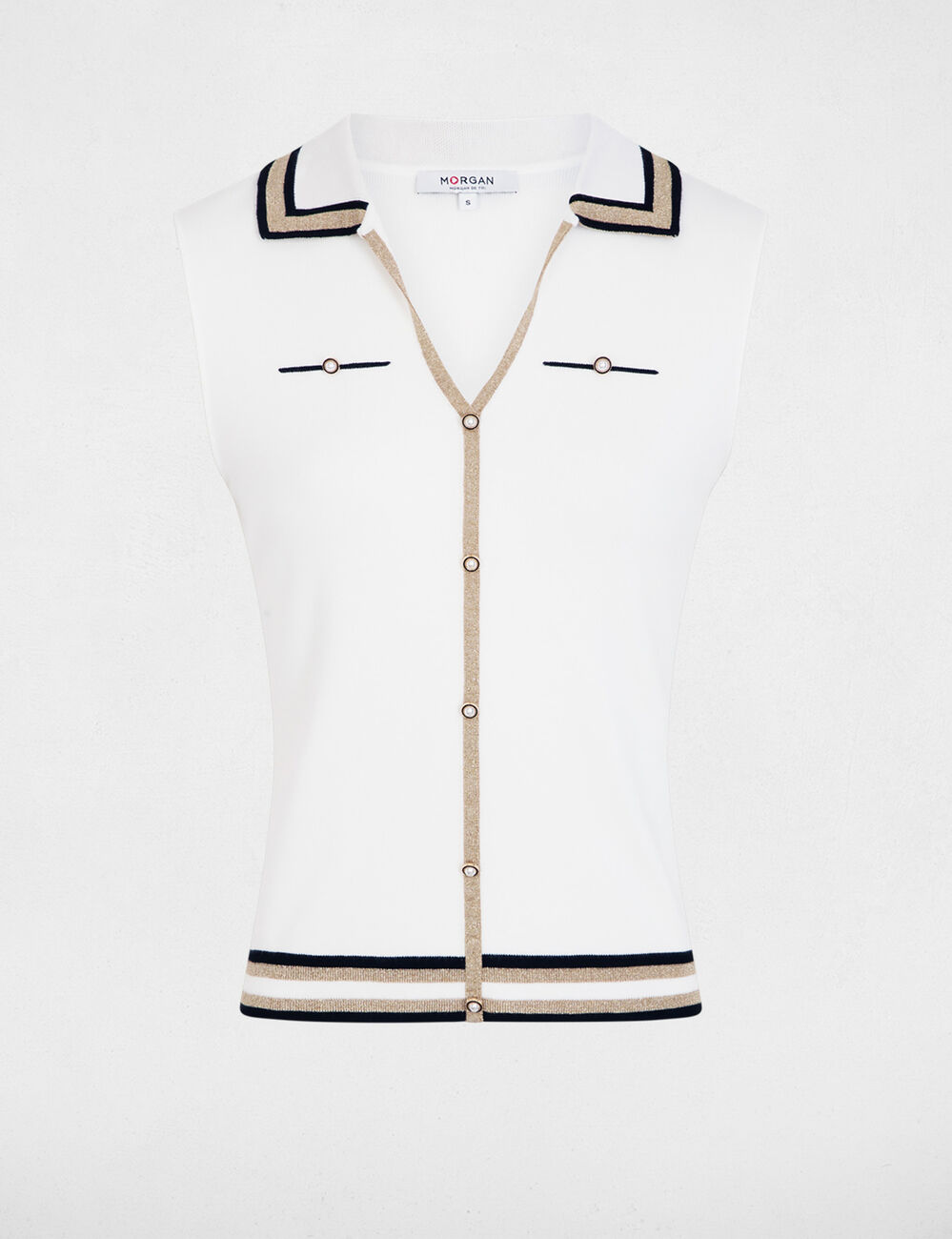 Jersey sin mangas ajustado blanco mujer