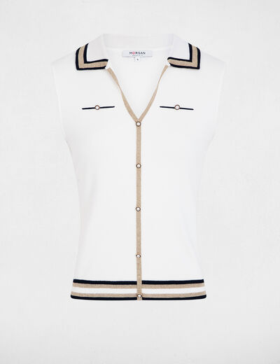 Jersey sin mangas ajustado blanco mujer