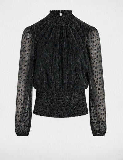 Camiseta de cuello alto negro mujer