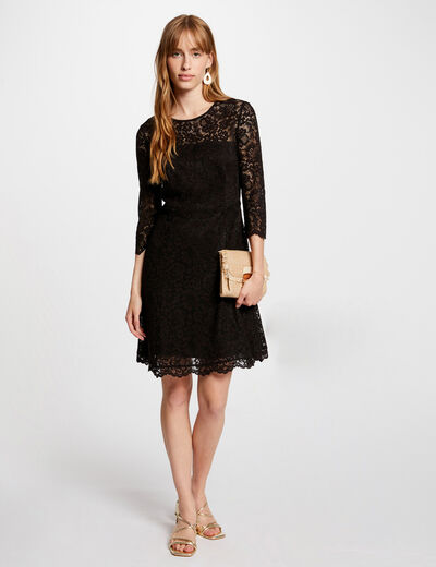 Vestido patinadora encaje negro mujer