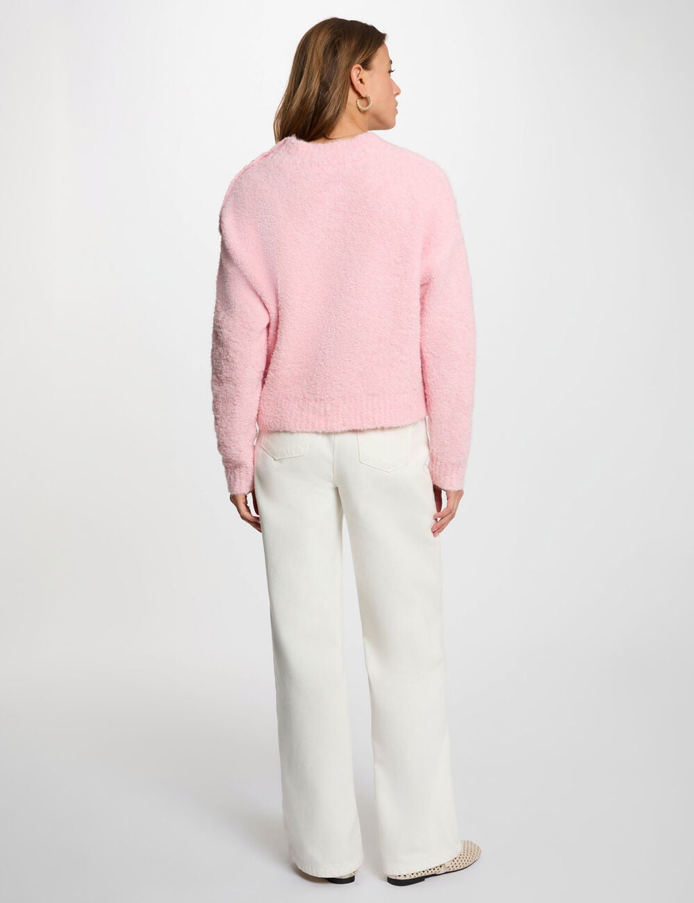 Jersey cuello redondo rosa claro mujer