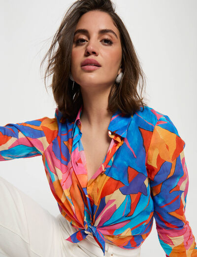 Camisa manga larga multicolor mujer