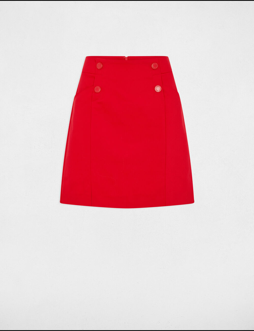 Falda corta con botones rojo mujer