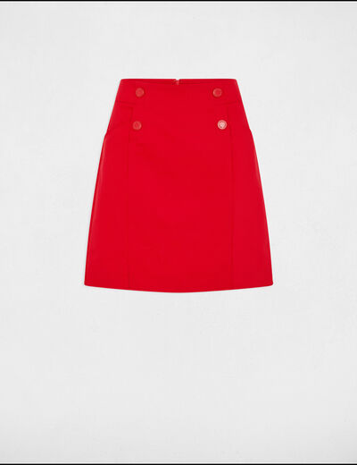 Falda corta con botones rojo mujer