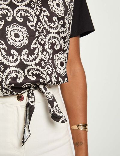 Camiseta cropped estampada blanco mujer