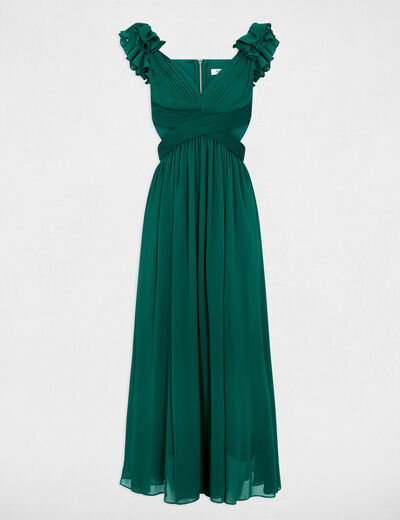 Vestido largo recto holgado verde mujer