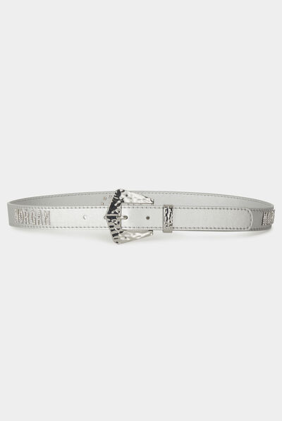 Cinturón con MORGAN de strass plateado mujer
