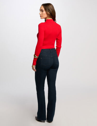 Jersey acanalado cuello alto rojo mujer