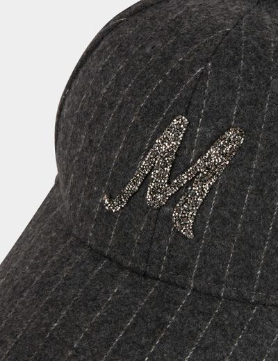 Gorra rayas y M con strass gris moyen mujer