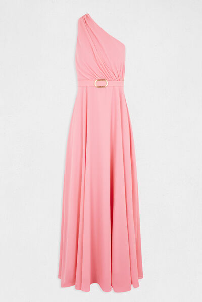 Vestido largo acampanado asimétrico  mujer