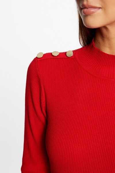 Vestido punto largo espalda descubierta rojo medio mujer