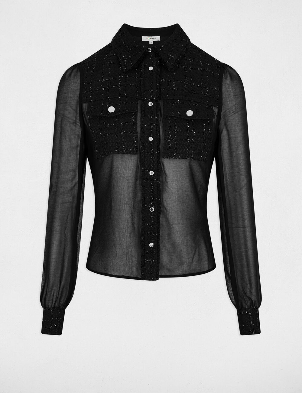 Camisa manga larga negro mujer