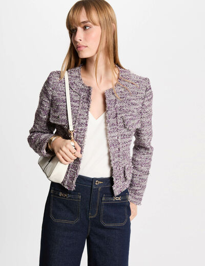 Americana corta tweed multicolor mujer