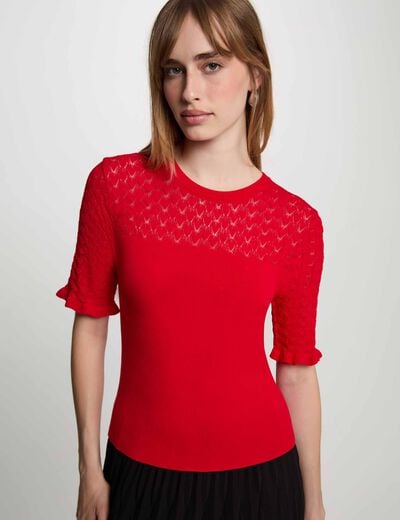 Jersey de mangas cortas rojo mujer
