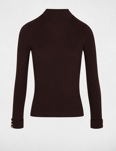Jersey de cuello alto marr&oacute;n oscuro mujer