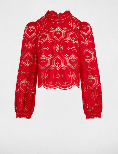 Blusa manga larga rojo mujer