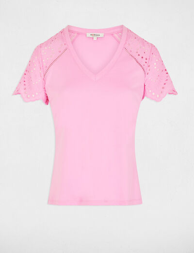 Camiseta manga corta rosa mujer