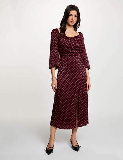 Vestido satinado mangas abullonadas multicolor mujer