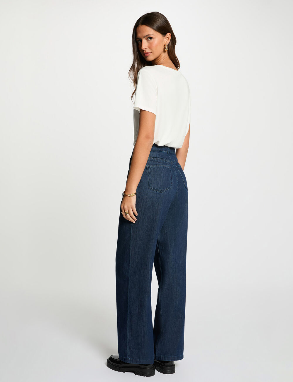 Camiseta bordada con lentejuelas blanco mujer
