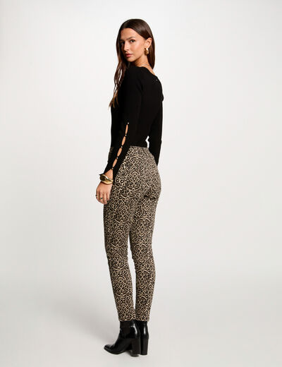 Pantalón slim estampado multicolor mujer