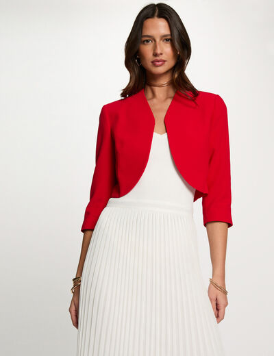 Chaqueta recta con manga 3/4 rojo mujer