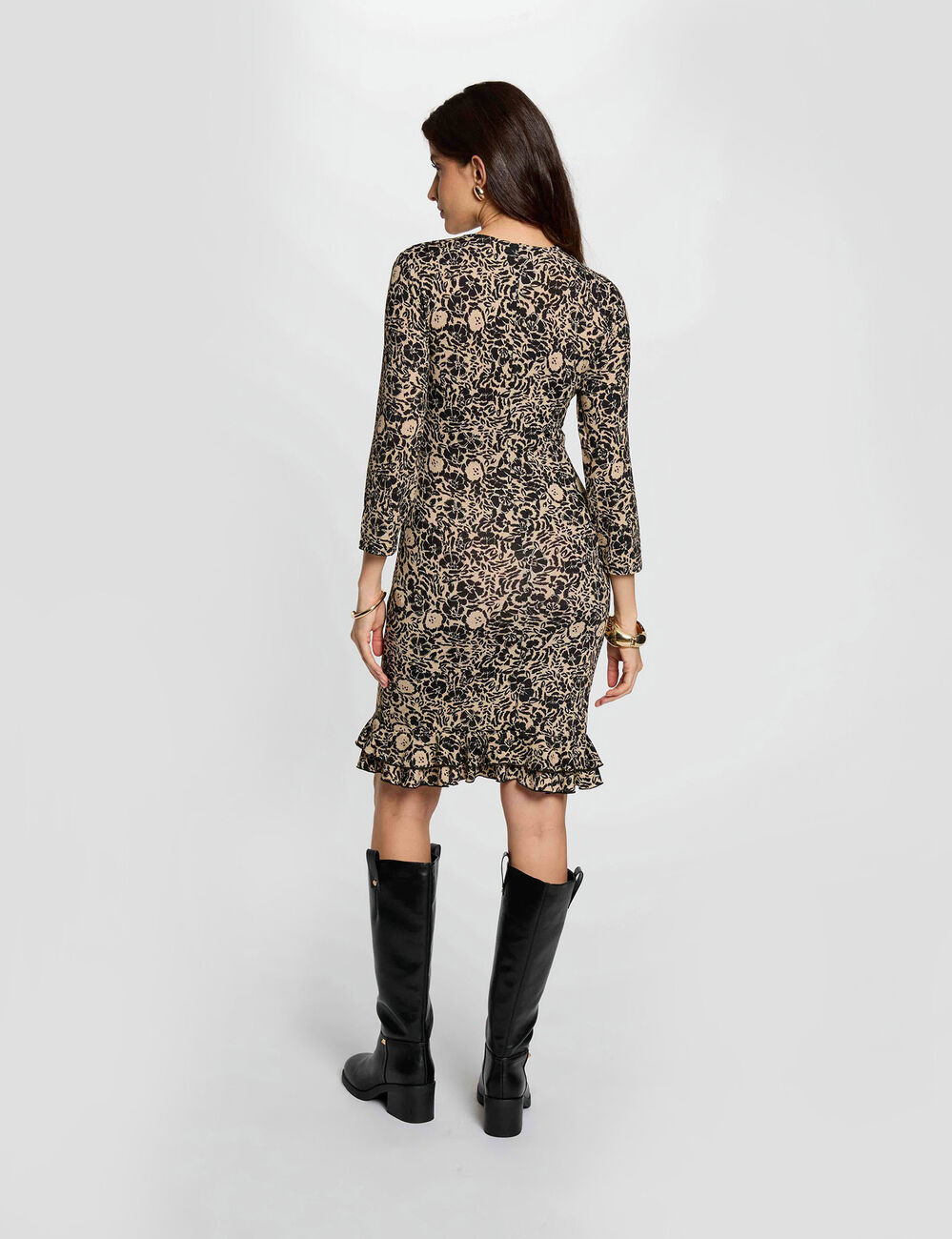 Vestido de punto con cuello v multicolor mujer