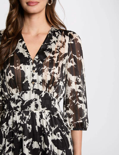 Vestido evasé estampado multicolor mujer