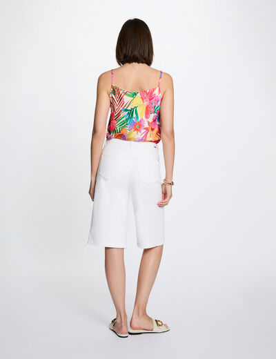 Top satinado con cuello drapeado multicolor mujer