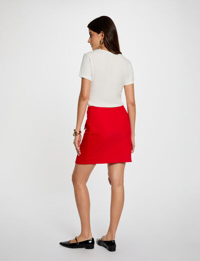 Camiseta recta con inscripci&oacute;n blanco mujer