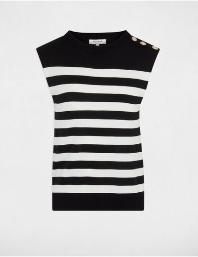 Jersey sin mangas y rayas negro mujer