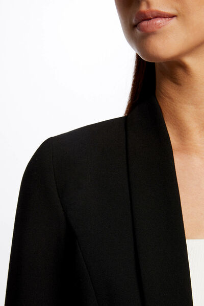 Chaqueta bolero recta manga 3/4 negro mujer