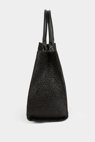 Bolso shopper rectangular lentejuelas negro mujer