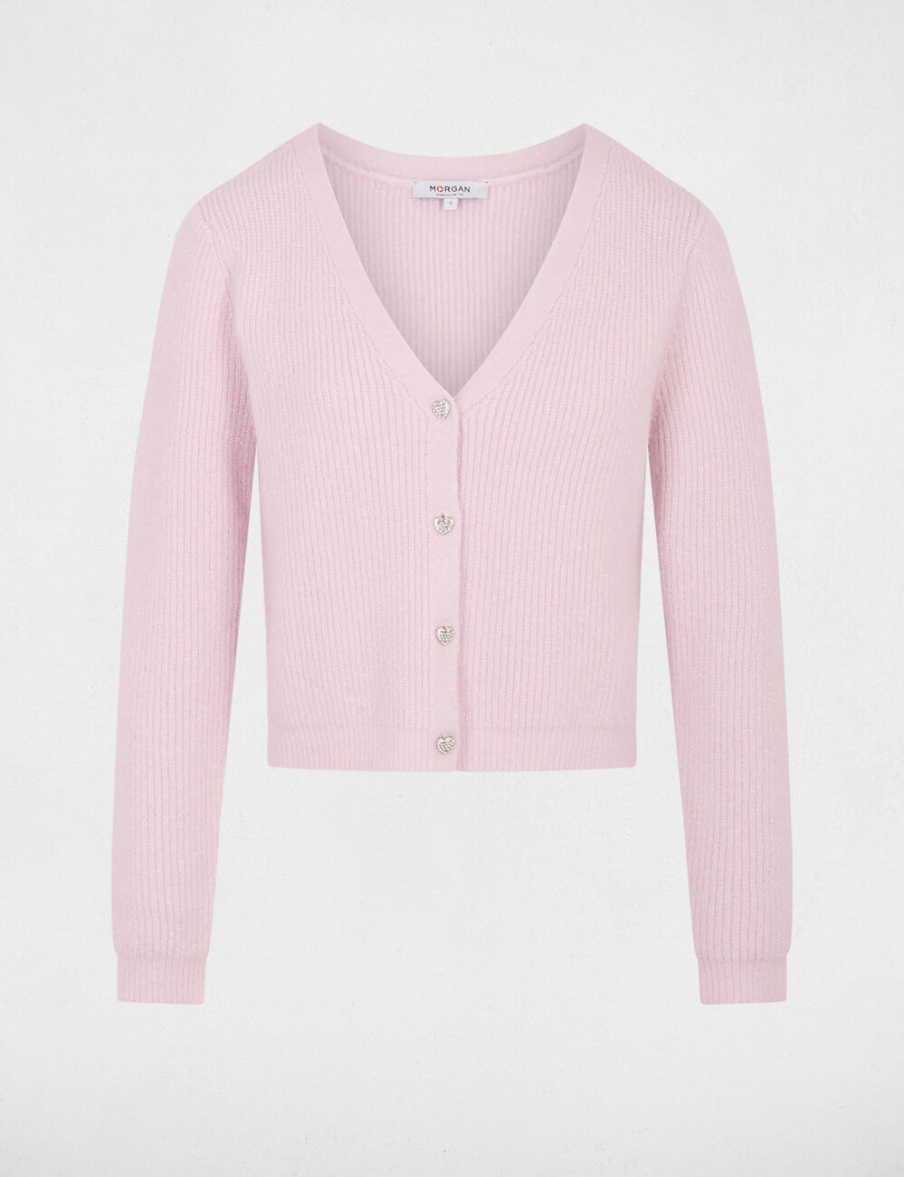 C&aacute;rdigan con escote en V rosa pastel mujer