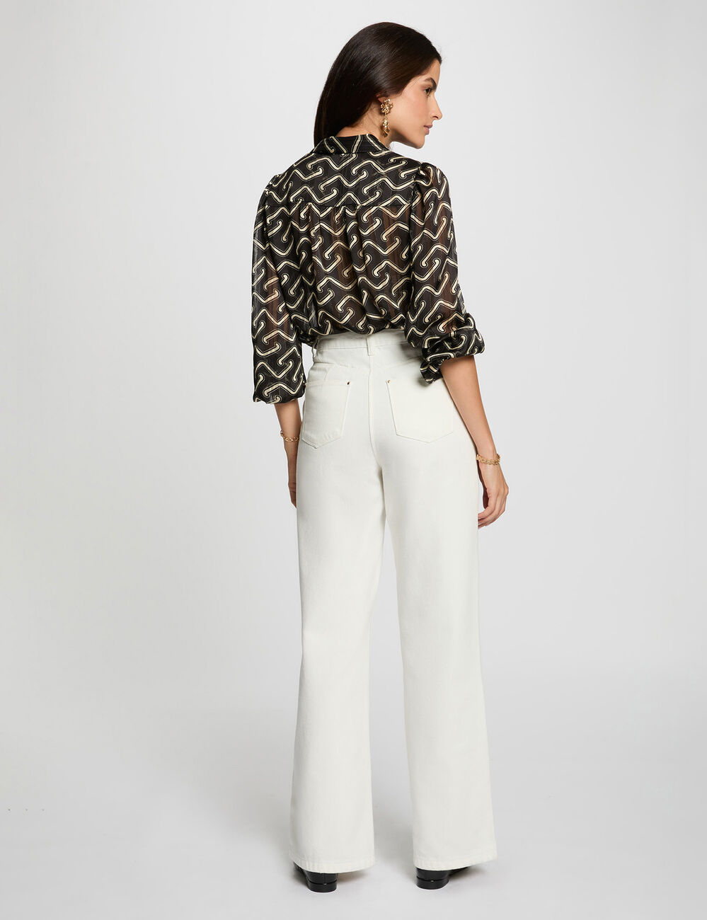 Camisa de gasa estampada multicolor mujer